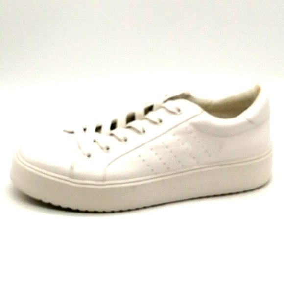 Steve Madden Womens Blade Sneakers White Faux Leather Lace‎ Up Low Top 8M - Picture 1 of 12